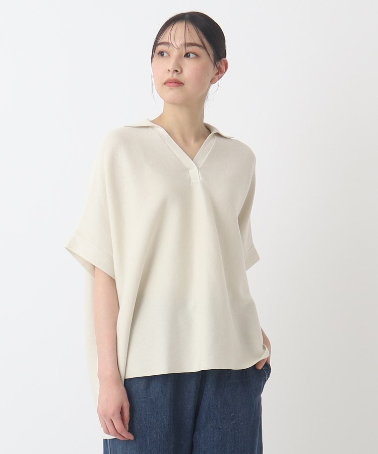 ビッグシルエットポロプルオーバーニット