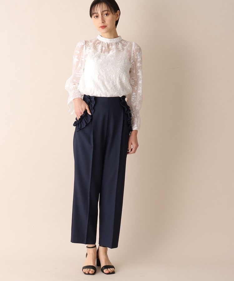花柄シアーキャンディースリーブブラウス【洗濯機洗い可】 花柄シアーキャンディースリーブブラウス【洗濯機洗い可】