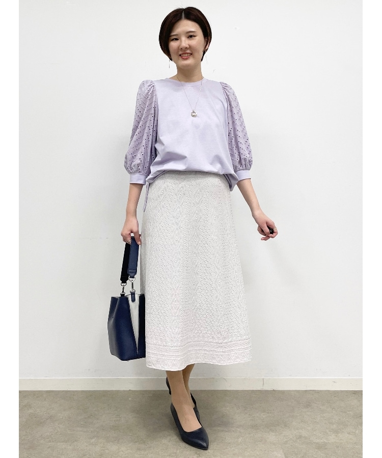 【WEB限定カラーあり/洗える/セットアップ可能】レース調ジャガードスカート 【WEB限定カラーあり/洗える/セットアップ可能】レース調ジャガードスカート