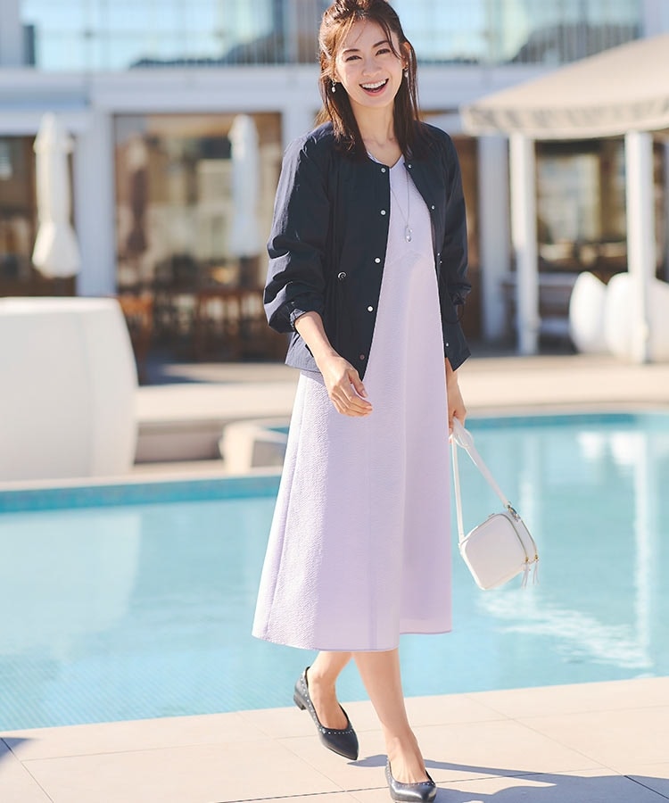 【手洗い可】ノーカラーエアリーブルゾン