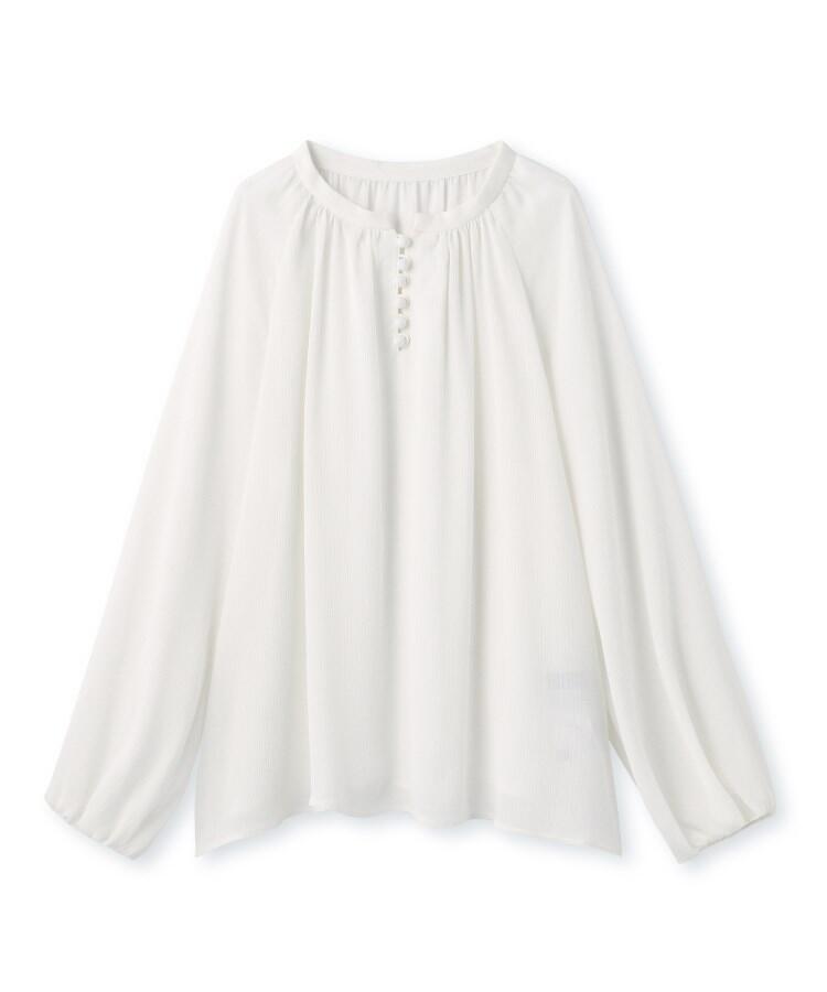 ◆クレープシフォンくるみボタンブラウス