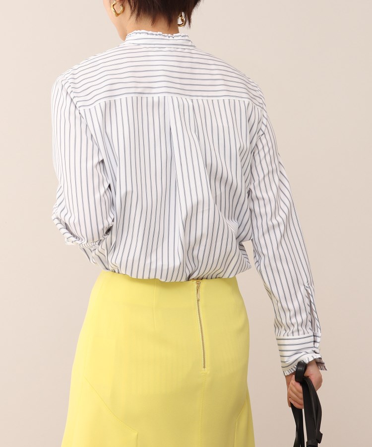 ブリリアントストライプ フリルブラウス