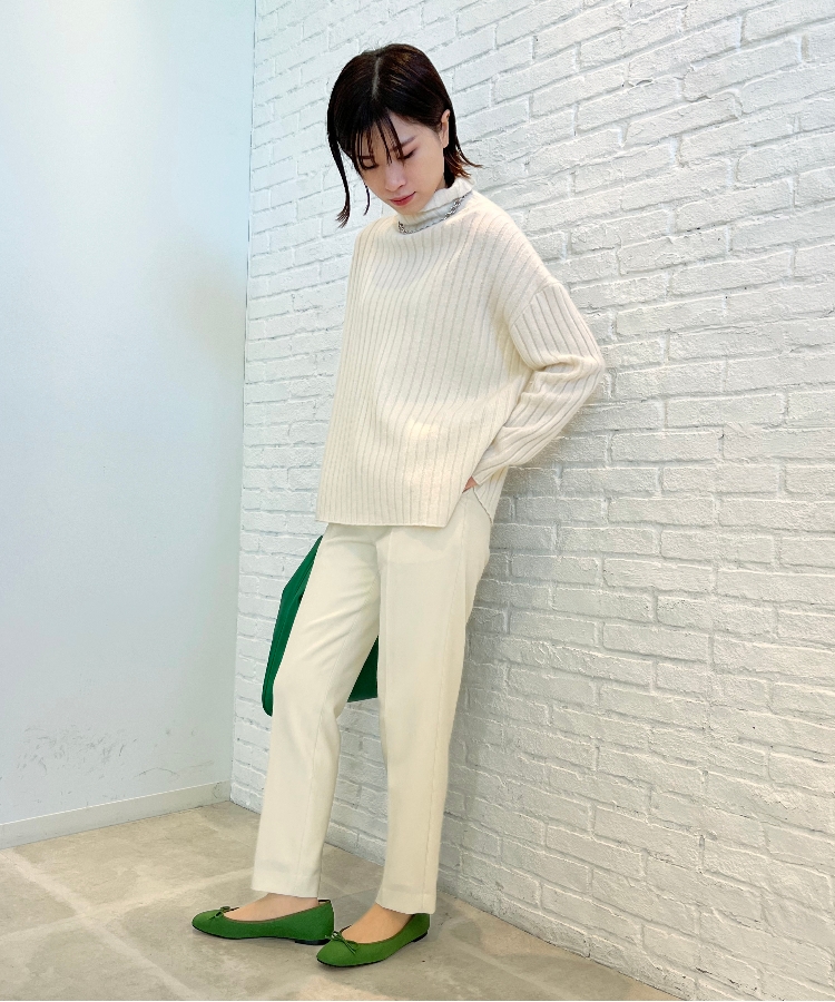 ラムウールカシミヤ混 ワイドリブニット ラムウールカシミヤ混 ワイドリブニット
