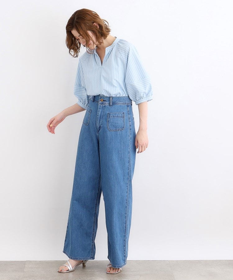 【洗濯機で洗える・UVカット・接触冷感】ランタンスリーブシャツブラウス 【洗濯機で洗える・UVカット・接触冷感】ランタンスリーブシャツブラウス