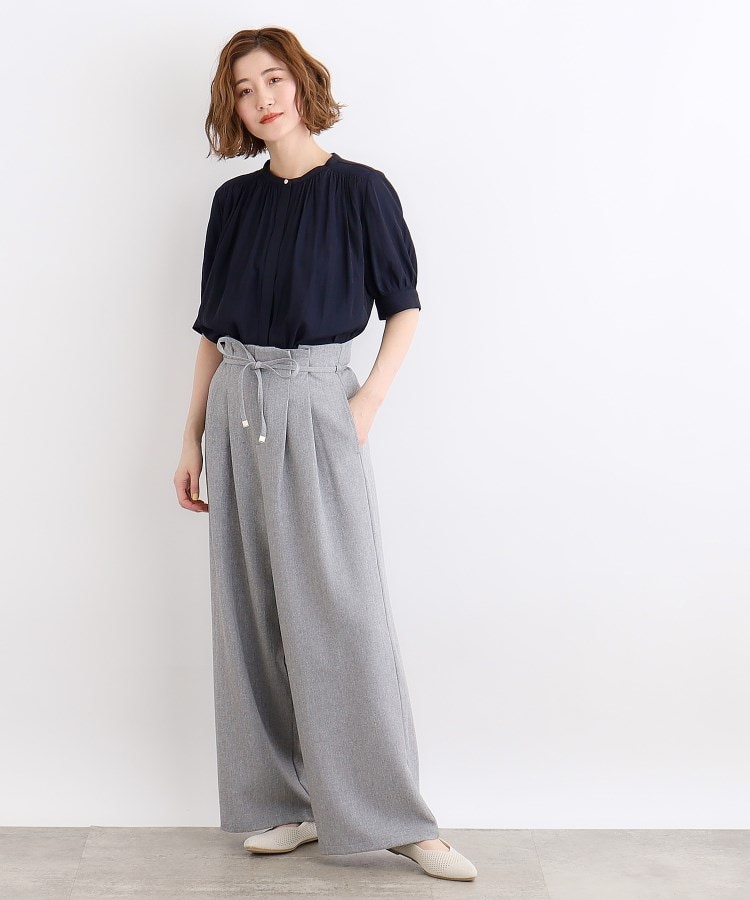 【洗える】ヴィンテージサテン五分袖ブラウス