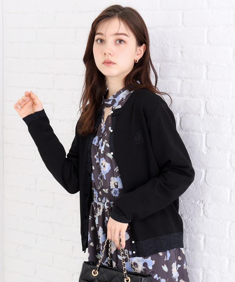 UV ラメライン刺繍カーディガン【洗濯機洗い可】