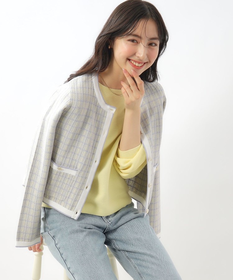 カラーツイードニットカーディガン【洗濯機洗い可】 カラーツイードニットカーディガン【洗濯機洗い可】