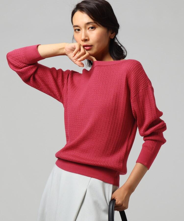 【洗える】ウール混チビケーブルニット