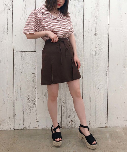 開襟フレア袖シャツブラウス