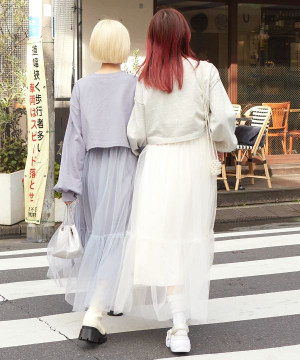 【SETアイテム】スウェット×チュールワンピース+ペチスカート 【SETアイテム】スウェット×チュールワンピース+ペチスカート
