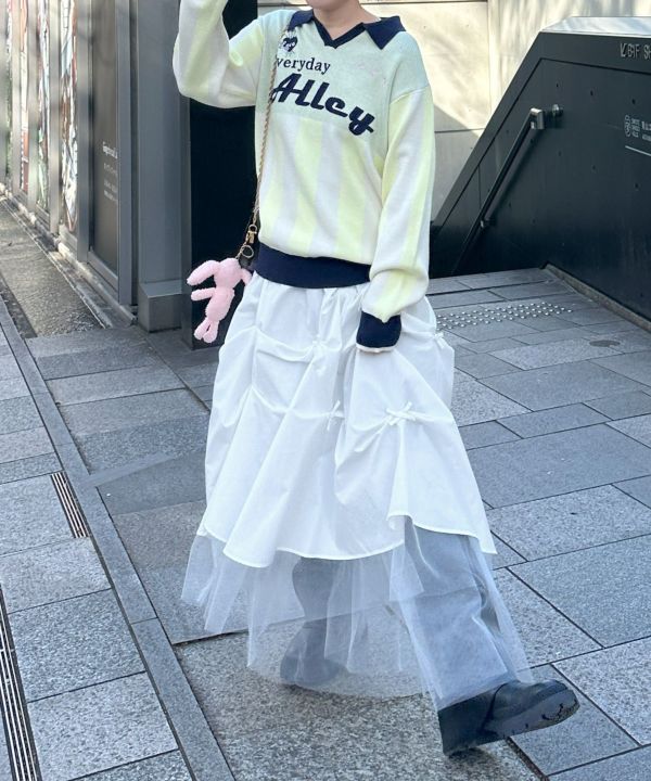 【Alley】タックリボンボリュームスカート