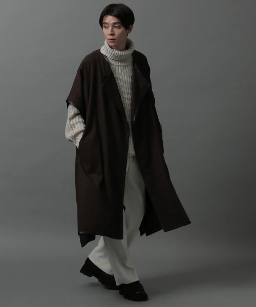 【WEB限定】フェイクレザーパイピングポンチョ 【WEB限定】フェイクレザーパイピングポンチョ