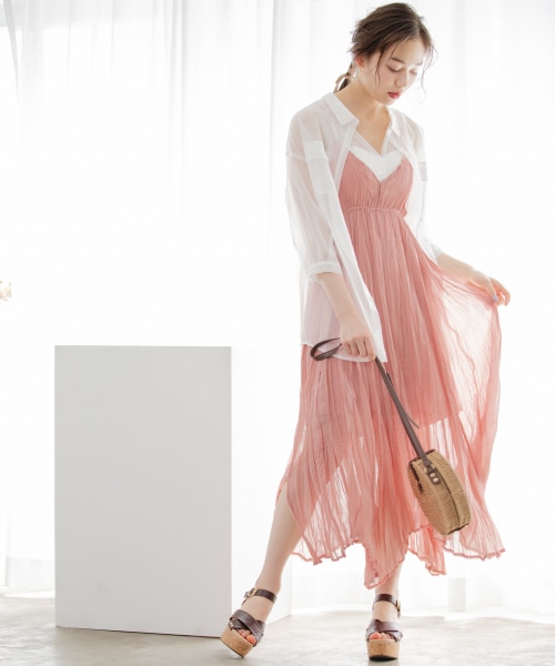 バッククロスワッシャーキャミワンピース