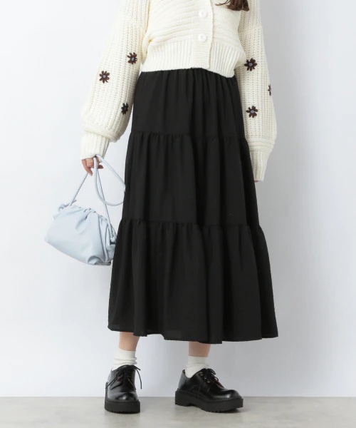 【8/31プライスダウン】ヴィンテージ風ティアードロングスカート 【8/31プライスダウン】ヴィンテージ風ティアードロングスカート