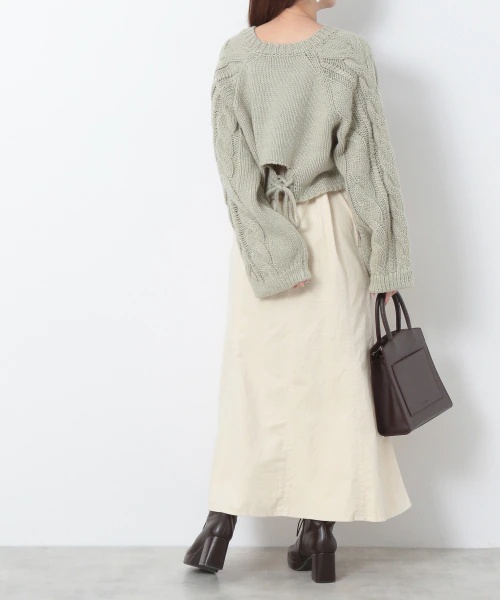 バックリボンケーブルニット バックリボンケーブルニット