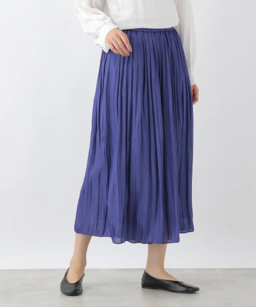 【選べる丈シリーズ】光沢プリーツスカーチョ 【選べる丈シリーズ】光沢プリーツスカーチョ