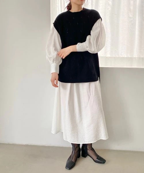 【WEB先行予約アイテム】ニットベストフハク２Ｐワンピース