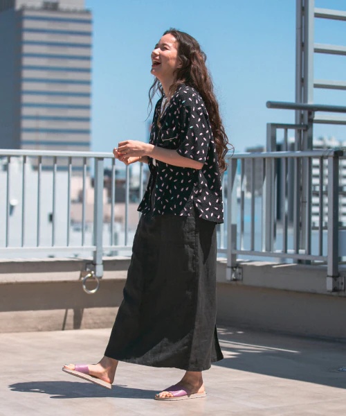 リネンツイルサスワークロングスカート リネンツイルサスワークロングスカート