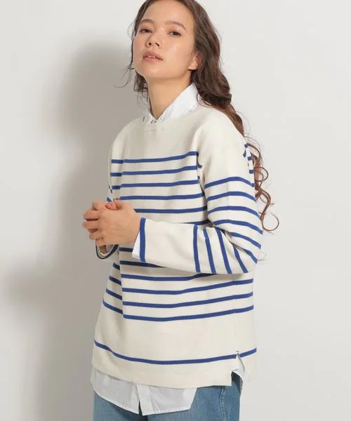 洗えるカラフルパネルボーダーニットプルオーバー