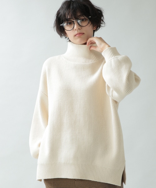 【WOMENS】ソデパフハイネックニット