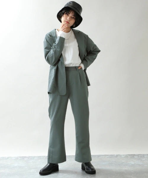 【WOMENS】SET-UP/シャツテーラードジャケット&スリットフレアパンツ