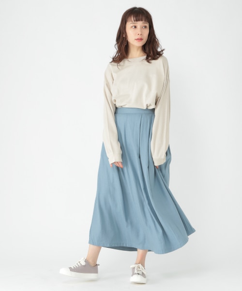 【3/25値下げ】リネンレーヨンカラーフレアスカート