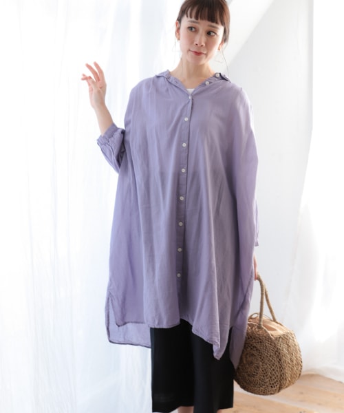 ボイル製品染めシャツワンピース