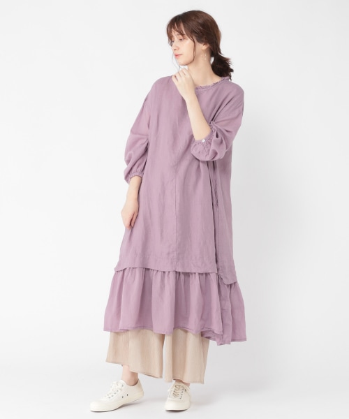 フレンチリネン切り替えワンピース