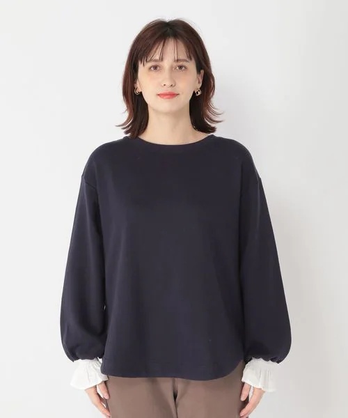 袖口布帛裏毛プルオーバー 袖口布帛裏毛プルオーバー