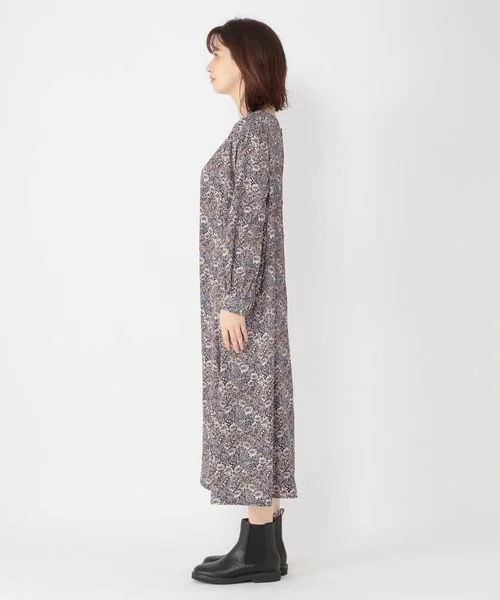 ダブルフロント小花ジョーゼットワンピース