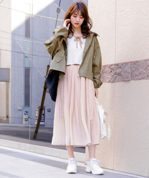 シフォンプリーツロングスカート