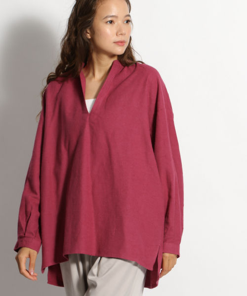 リネンブレンドチュニックブラウス