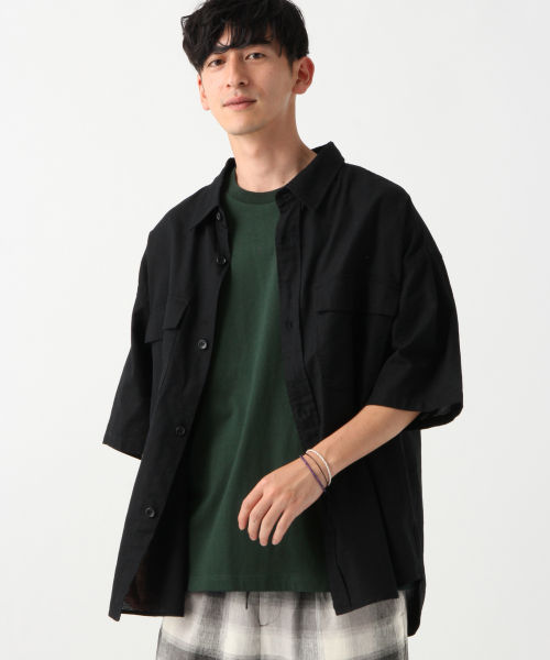 綿麻CPOシャツ5分袖