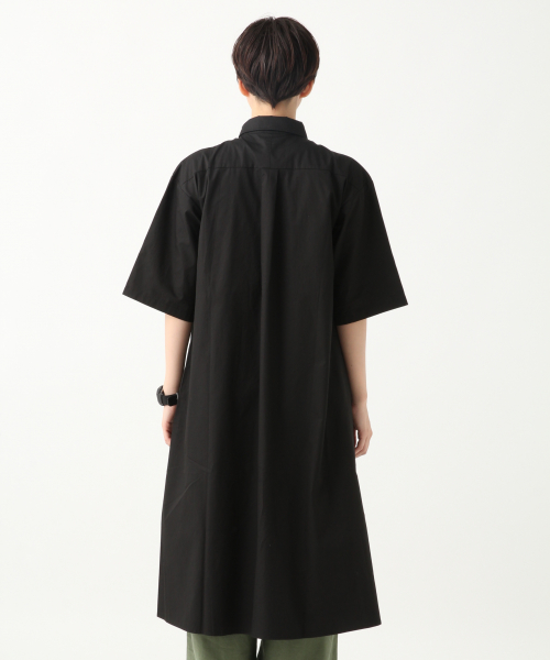 【LADIES】シルキータッチミリタリーシャツワンピース