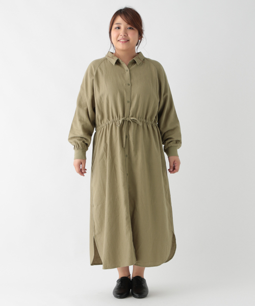 ウエストドロストガウンワンピース[WEB限定プラスサイズ]