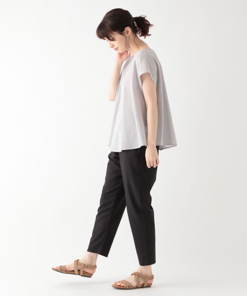 コットンリネンレーヨンリラックステーパードパンツ