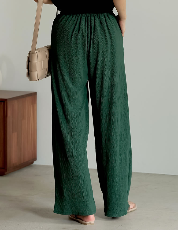 [低身長/高身長サイズ有]楊柳加工マットボドレーリラックスタックパンツ[お急ぎ便対応]