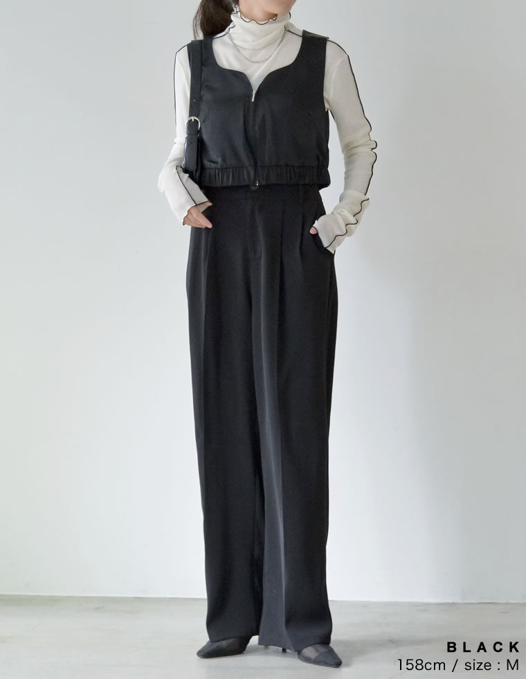 [2024SS COLLECTION]サテンハートネックフロントジップビスチェ