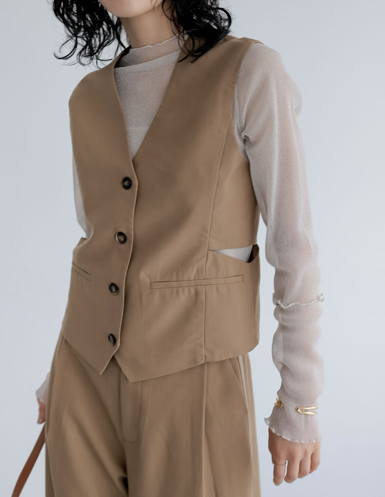 [2024SS COLLECTION]ハイネックメローデザインラメシアートップス