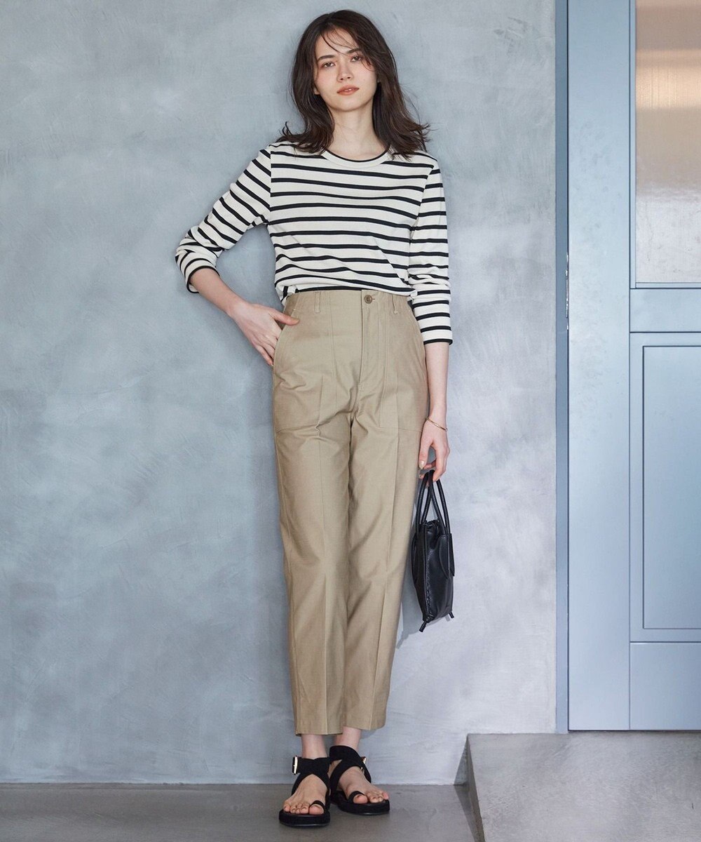 【SLOW/洗える】バックサテンストレッチ ベイカーパンツ