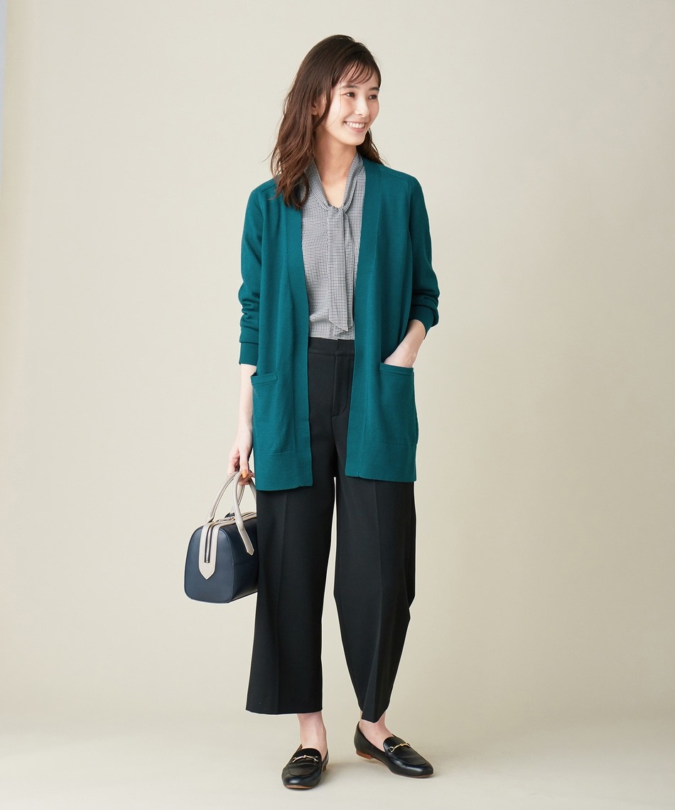 【洗える】40／2NEWESTバックピーチ セミワイドパンツ