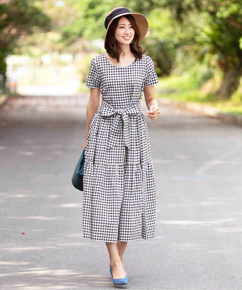 【洗える・2WAY】体型カバーも叶う、マキシ丈半袖ティアードワンピース