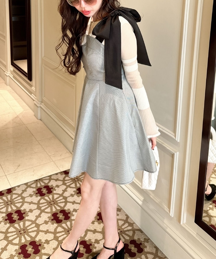 check ribbon shoulder circular onepiece