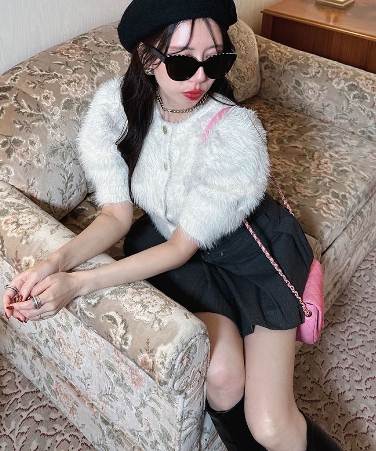 feather flower puff cardigan feather flower puff cardigan