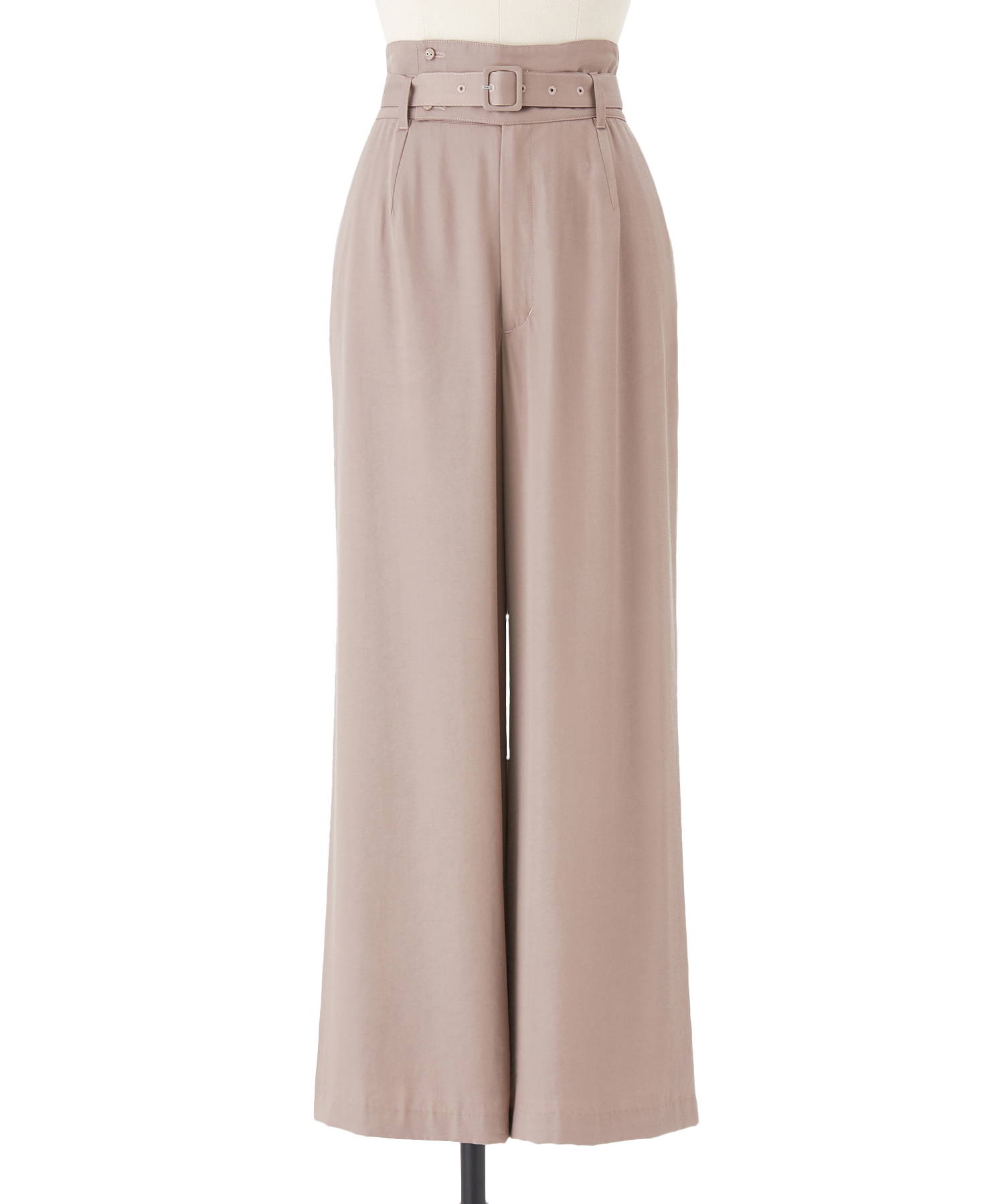 ブライトサテンハイウエストストレートパンツ