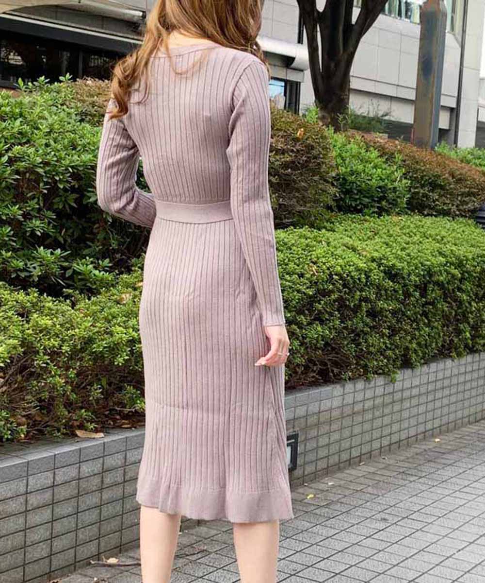 マーメイドシルエットリブニットワンピース マーメイドシルエットリブニットワンピース