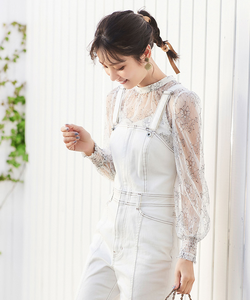 ギャザーハイネックブラウス ギャザーハイネックブラウス