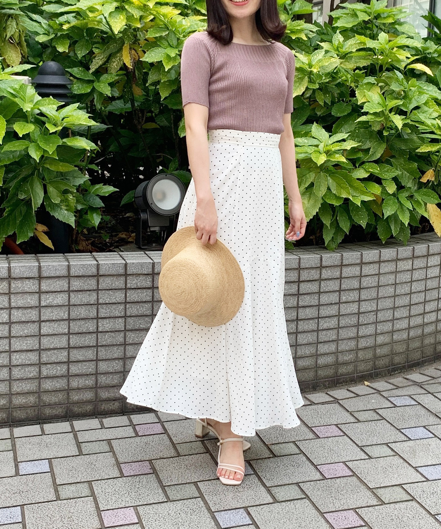 オフショルリブニット