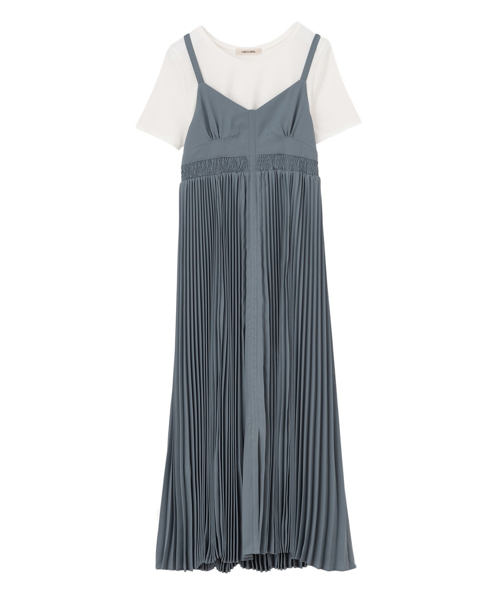 Tシャツセットプリーツキャミワンピース