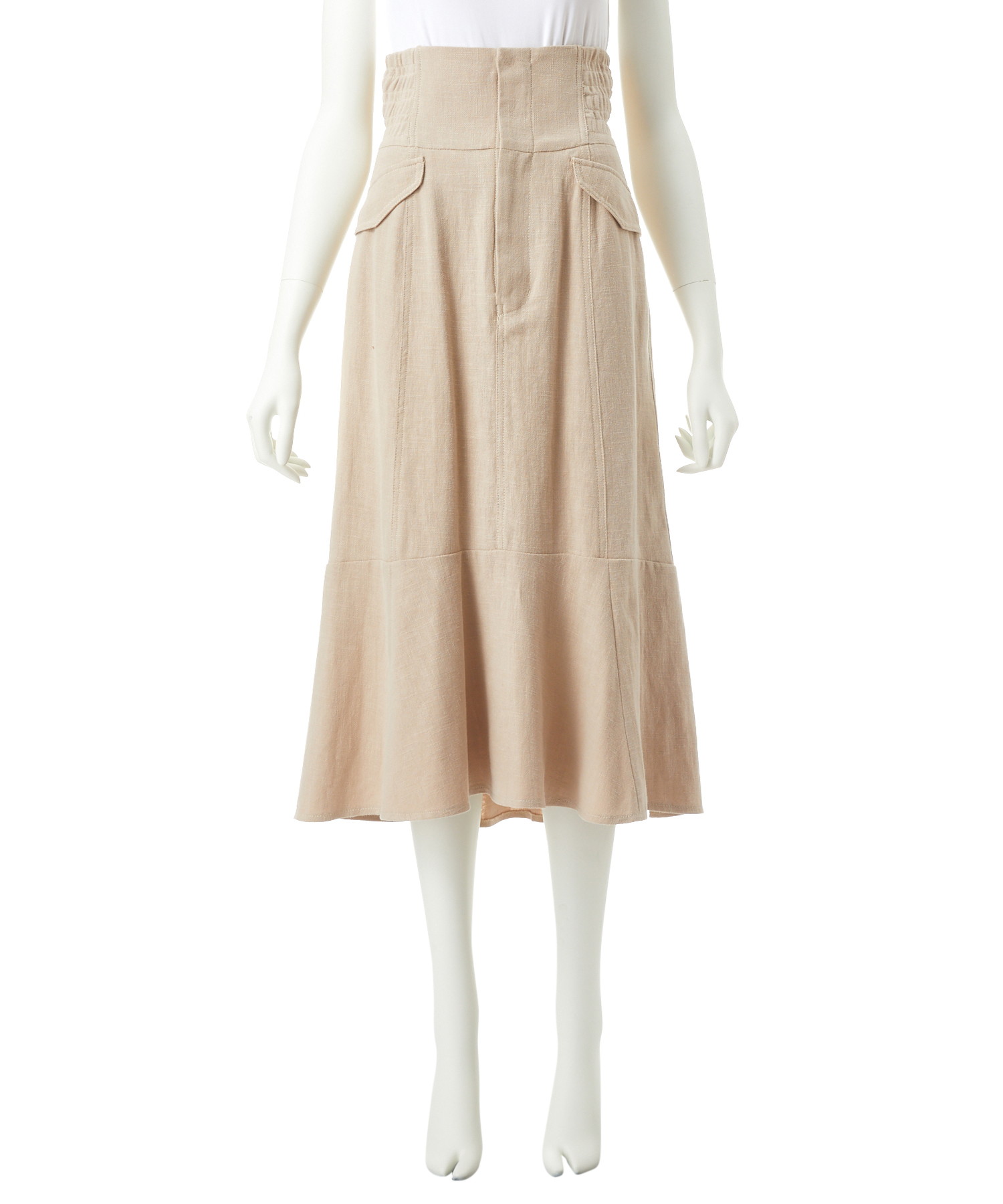 麻混ハイウエストコルセットデザインスカート 麻混ハイウエストコルセットデザインスカート